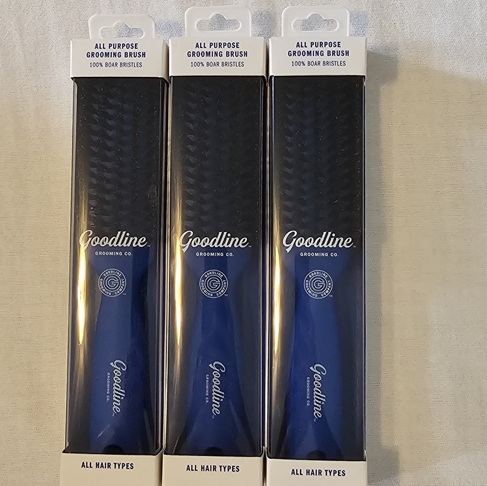 Pack of 3 Goodline Grooming Co. 100% Boar Bristle All Purpose Grooming Brush